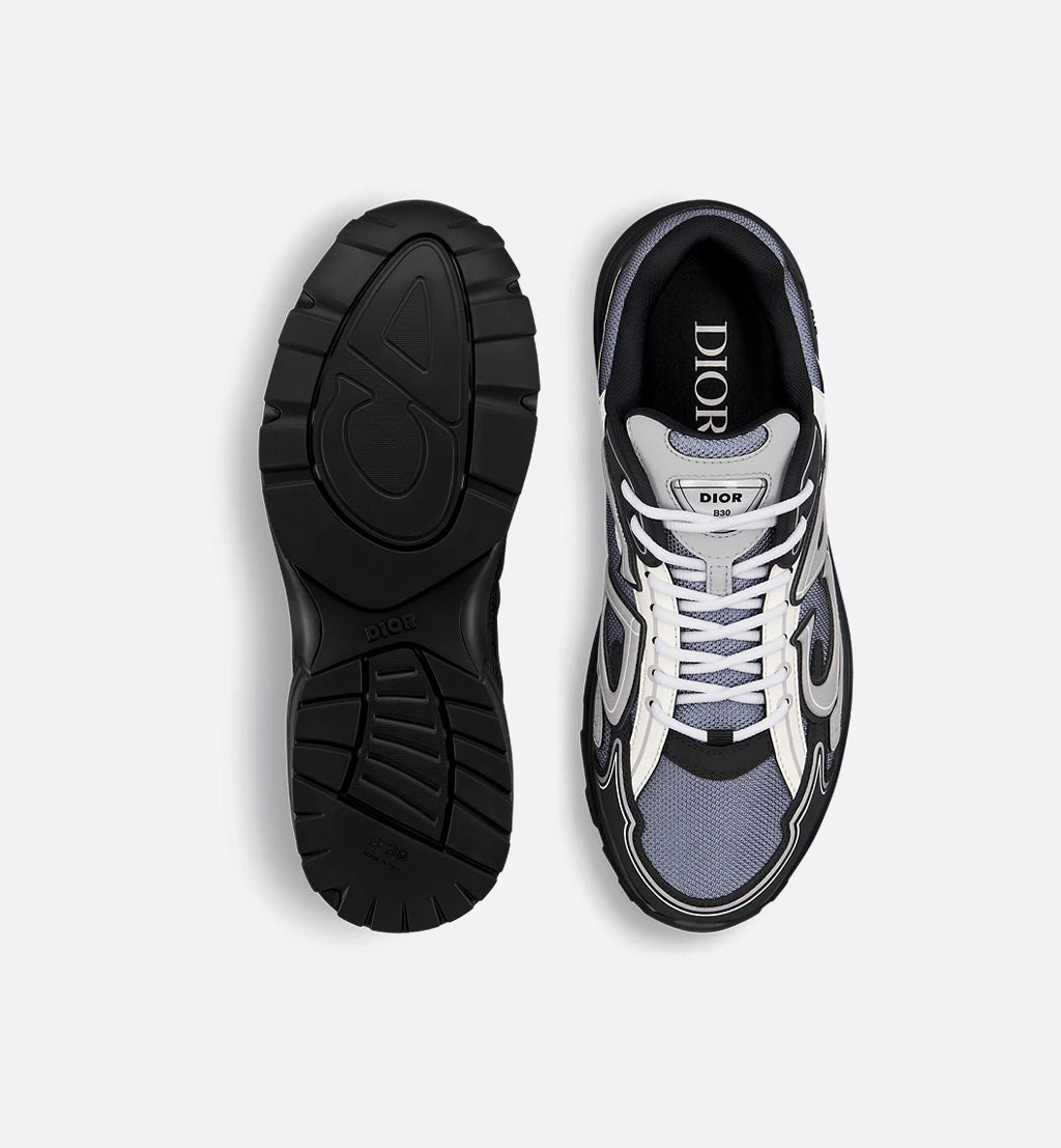 Dior Sneaker B30 Countdown Blue mesh with grey, white, and black technical fabric