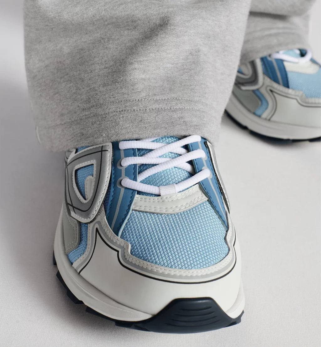 Dior Sneaker B30 Countdown Light blue mesh and blue, grey, and white technical fabric