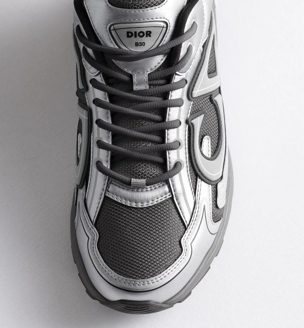 Dior Sneaker B30 Countdown Dark grey mesh and metallic silver technical fabric