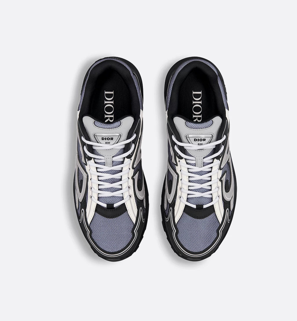 Dior Sneaker B30 Countdown Blue mesh with grey, white, and black technical fabric