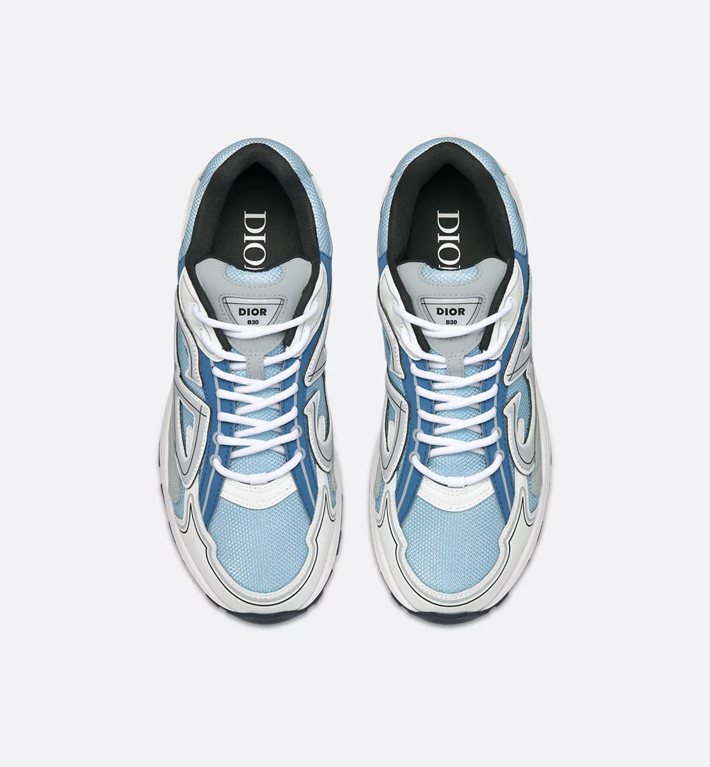 Dior Sneaker B30 Countdown Light blue mesh and blue, grey, and white technical fabric