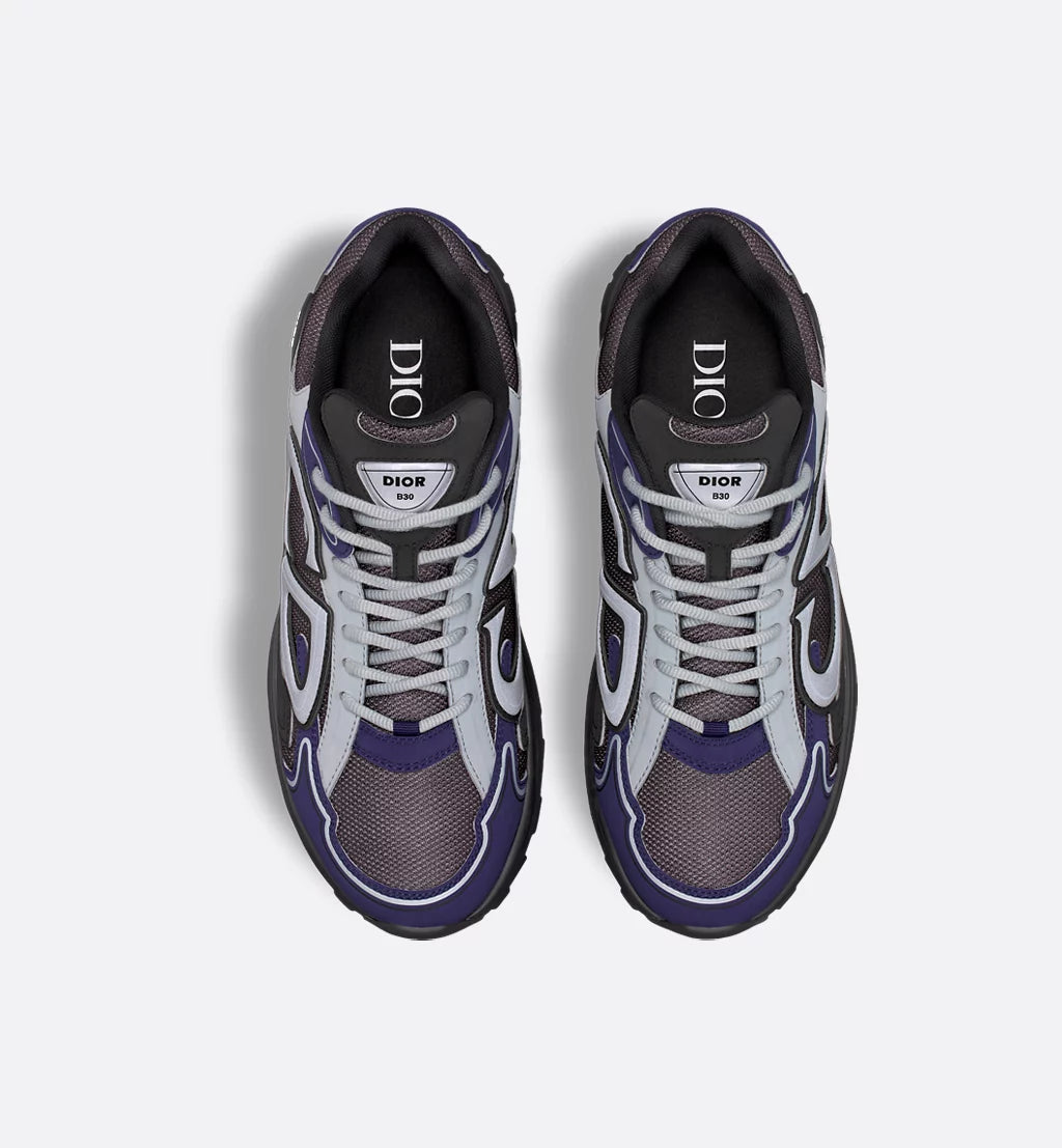 Dior Sneaker B30 Countdown Anthracite grey mesh with black, blue, and Dior grey technical fabric