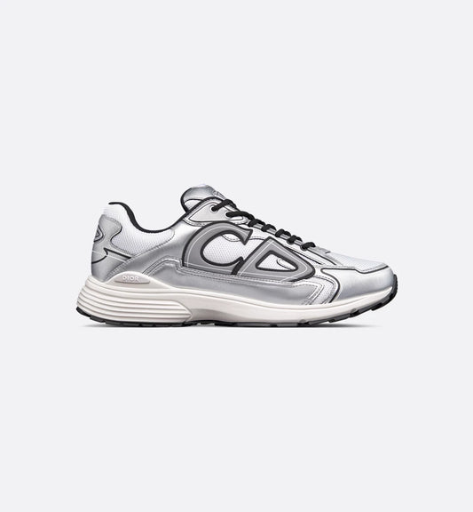 Dior Sneaker B30 Countdown Metallic white mesh technical fabric and metallic silver technical fabric