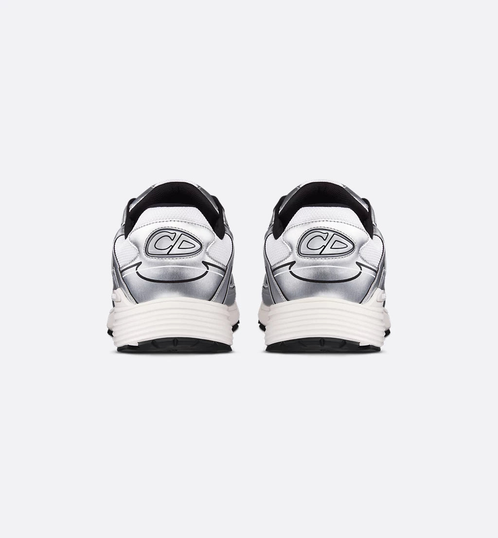 Dior Sneaker B30 Countdown Metallic white mesh technical fabric and metallic silver technical fabric